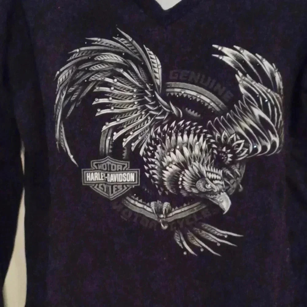 - Harley-Davidson V-neck long sleeve top Women's Size Large - Picture 4 of 9